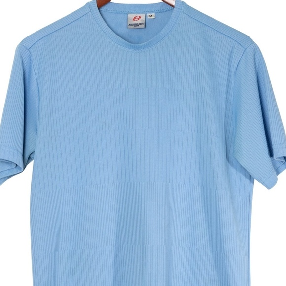 Anchor Blue Ribbed Shirt Baby Blue Medium 90s Fitted Eurotrash Classic - Picture 2 of 11